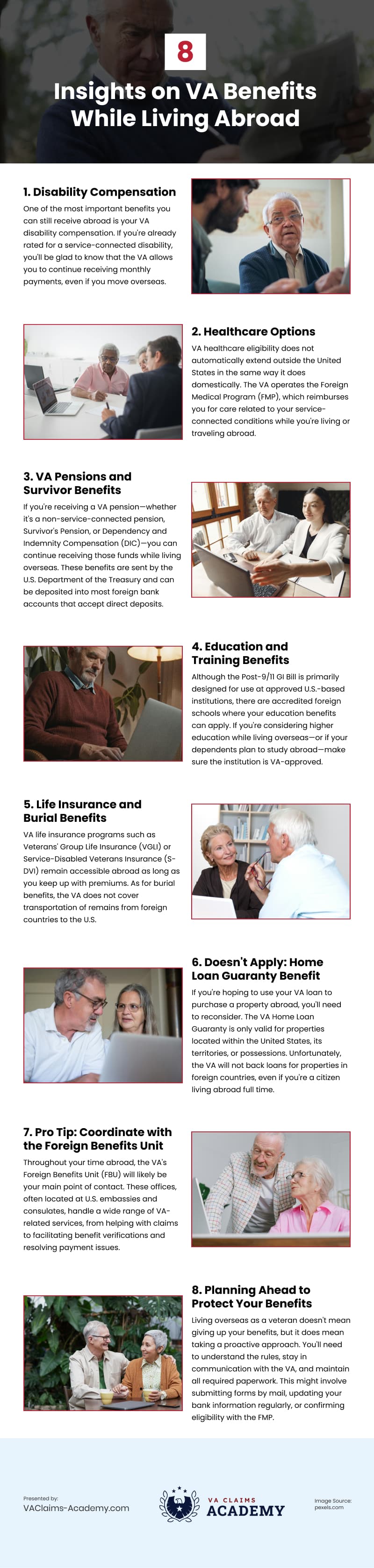 8 Insights on VA Benefits While Living Abroad Infographic